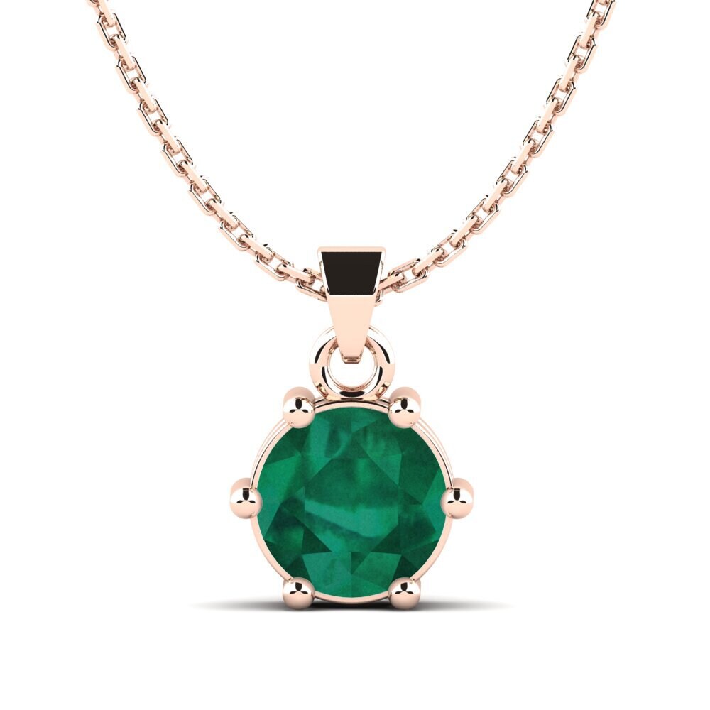 14K Rose Gold Emerald Pendant Arnardia