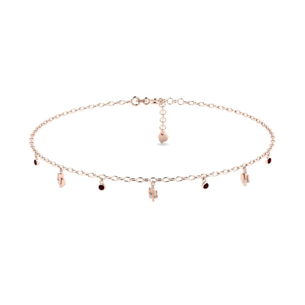 9ct Rose Gold Garnet Women's Anklet Arnoldo