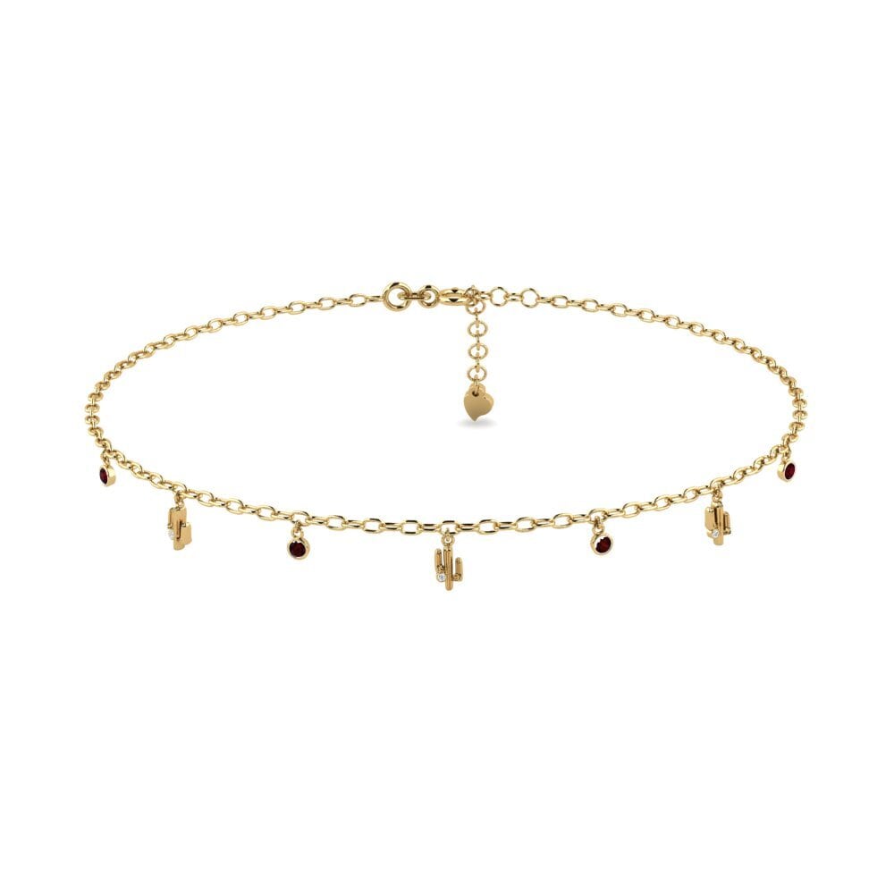 14ct Yellow Gold Garnet Women's Anklet Arnoldo