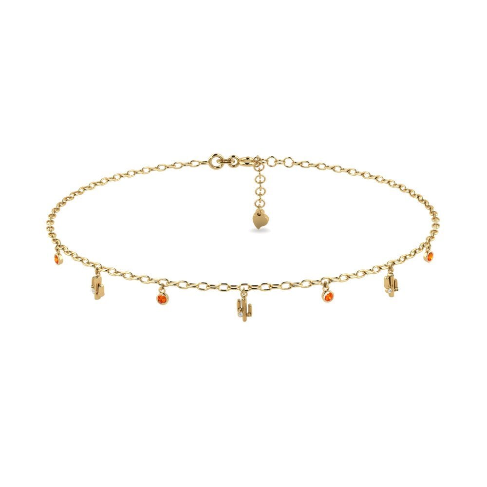 14ct Yellow Gold Orange Sapphire Women's Anklet Arnoldo