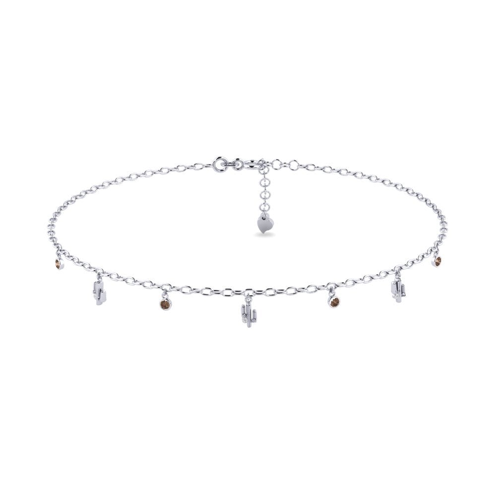 18ct White Gold Smoky Quartz Women's Anklet Arnoldo