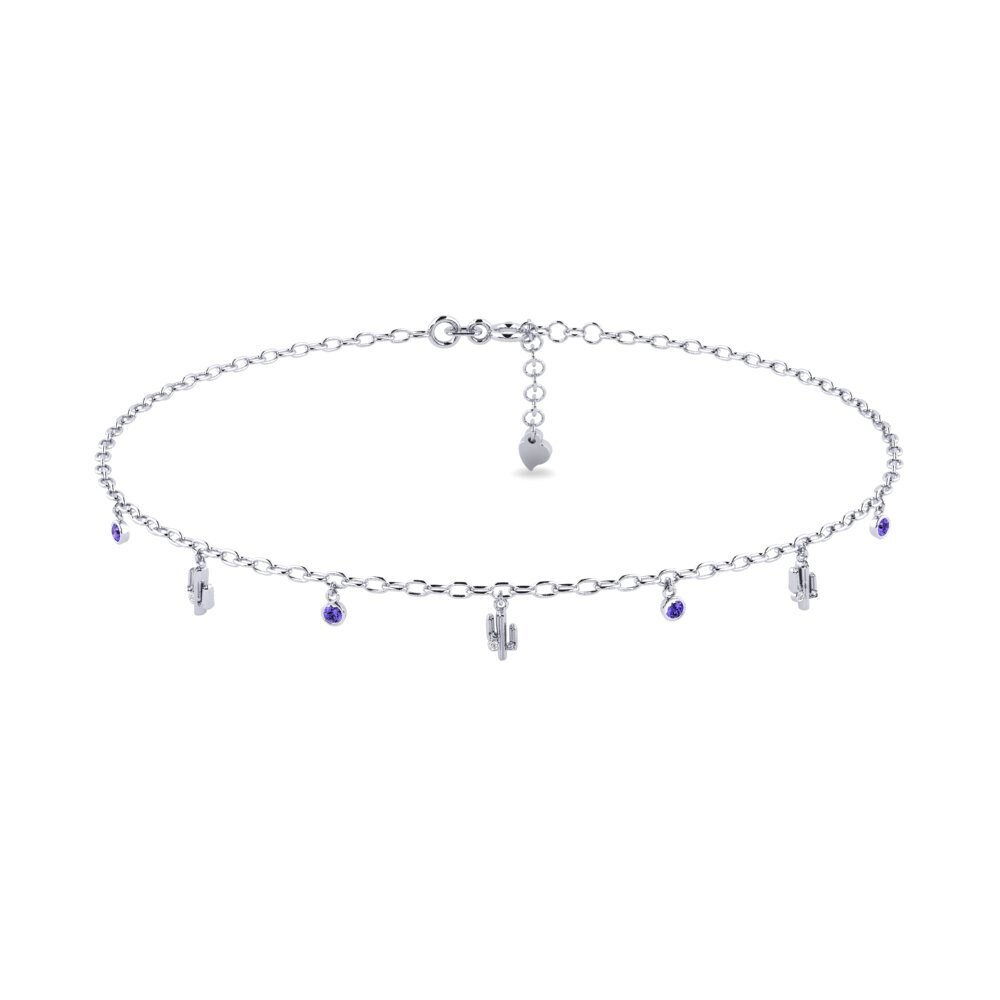 18ct White Gold Tanzanite Women's Anklet Arnoldo
