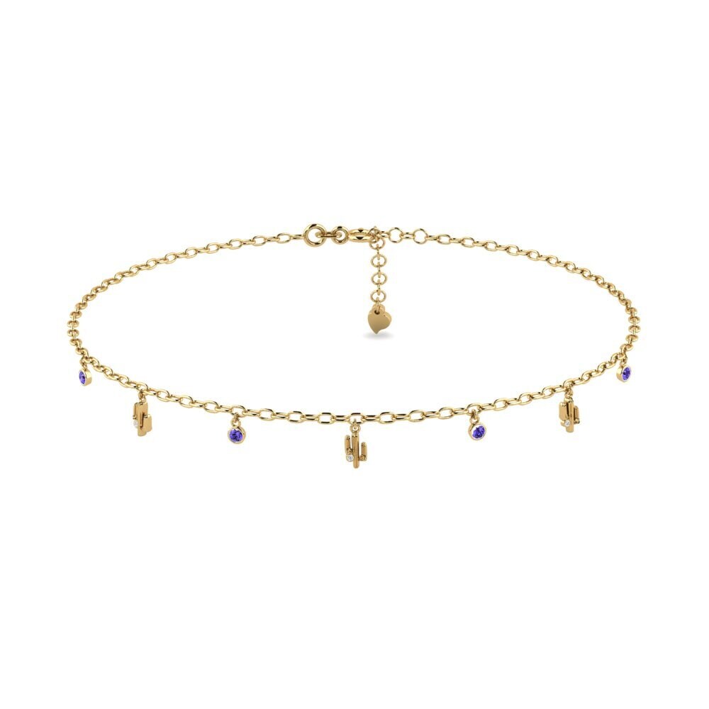 14ct Yellow Gold Tanzanite Women's Anklet Arnoldo