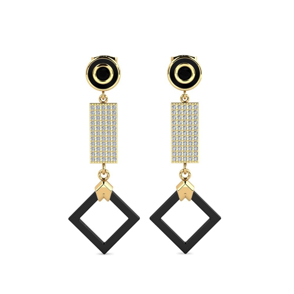 9ct Yellow Gold Black Sapphire Women's Earring Aronni