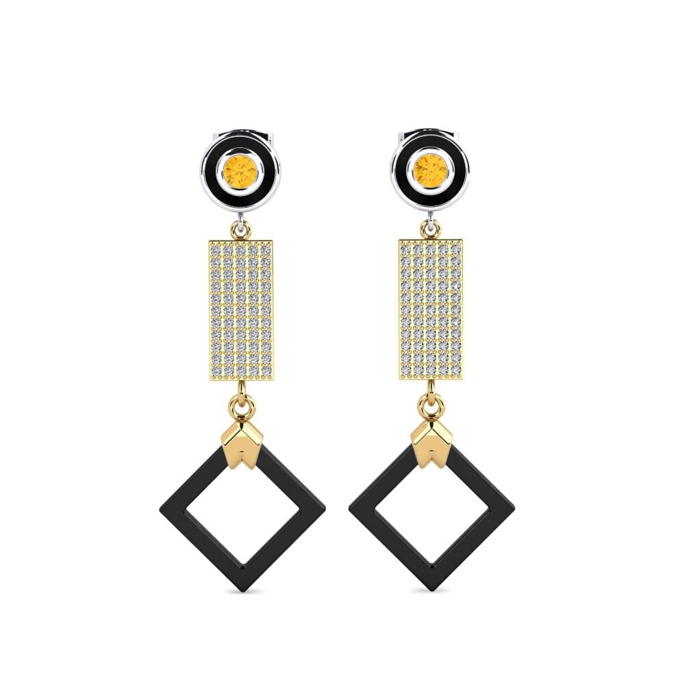 14ct Yellow & White Gold Citrine Women's Earring Aronni