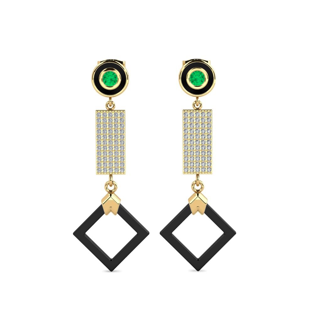 9ct Yellow Gold Emerald Women's Earring Aronni