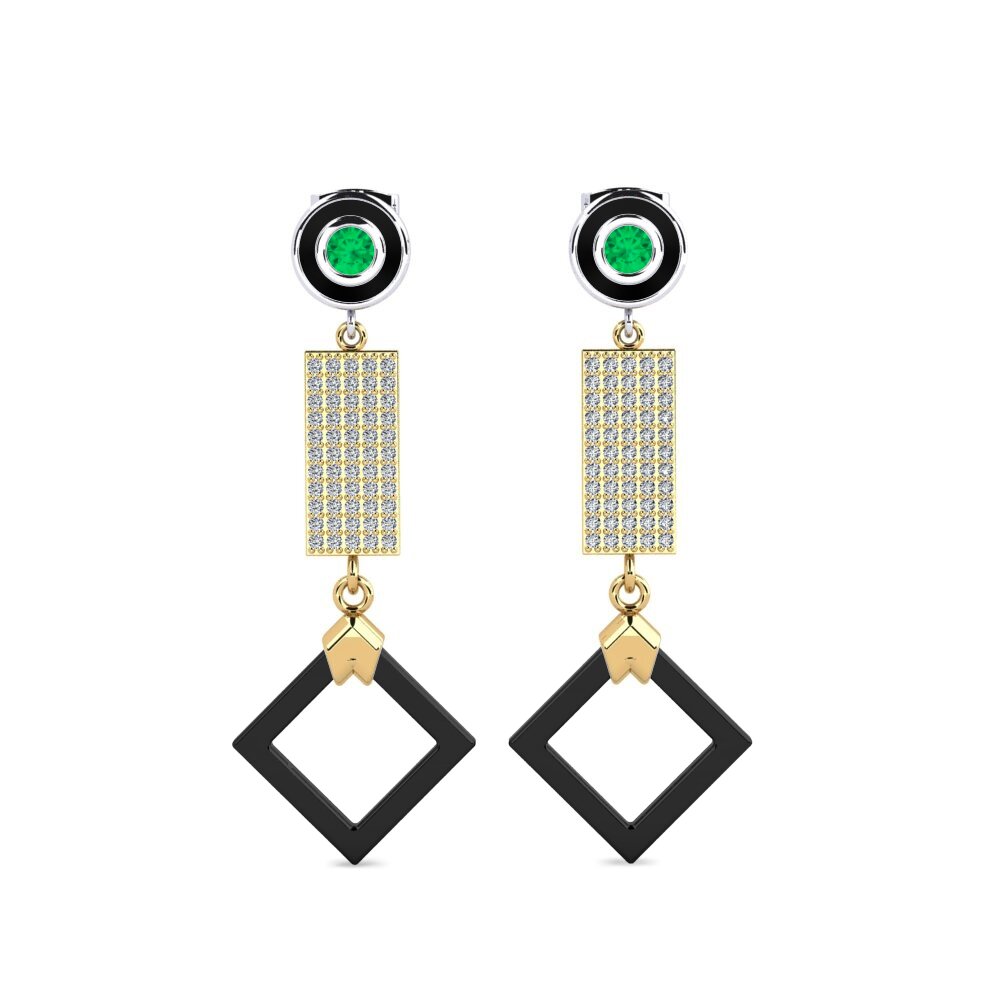 14ct Yellow & White Gold Emerald Women's Earring Aronni