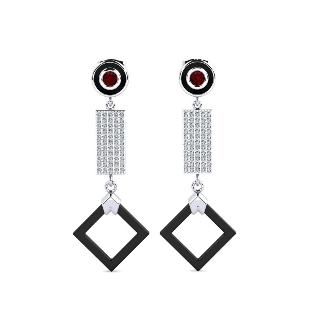 950 Platinum Garnet Women's Earring Aronni