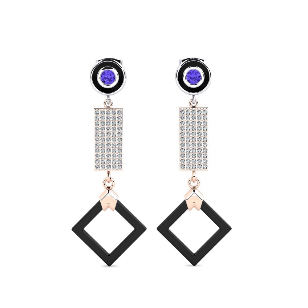 14ct Rose & White Gold Tanzanite Women's Earring Aronni