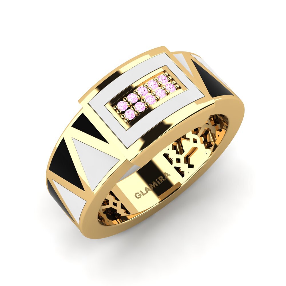 Or Jaune 14k Saphir Rose Bague Arqam