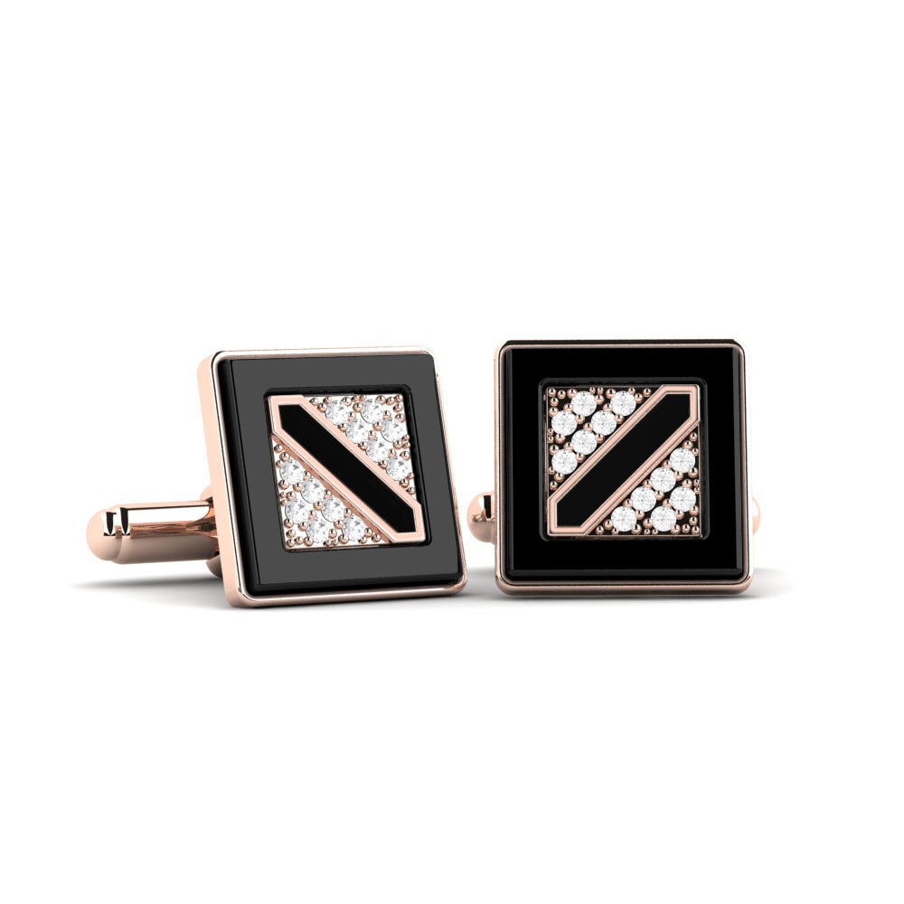14ct Rose Gold White sapphire Cufflink Arredondo