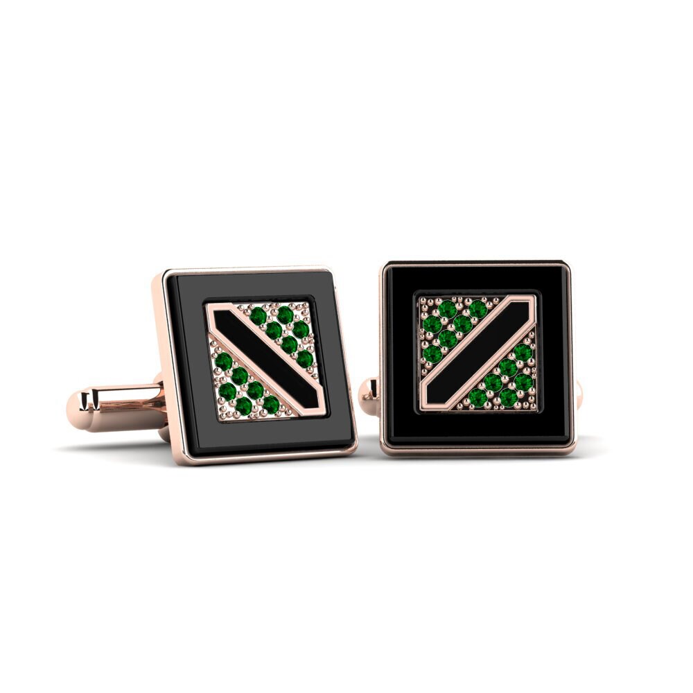 14ct Rose Gold Green Zirconia Cufflink Arredondo