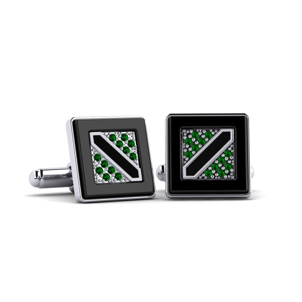 950 Platinum Green Zirconia Cufflink Arredondo