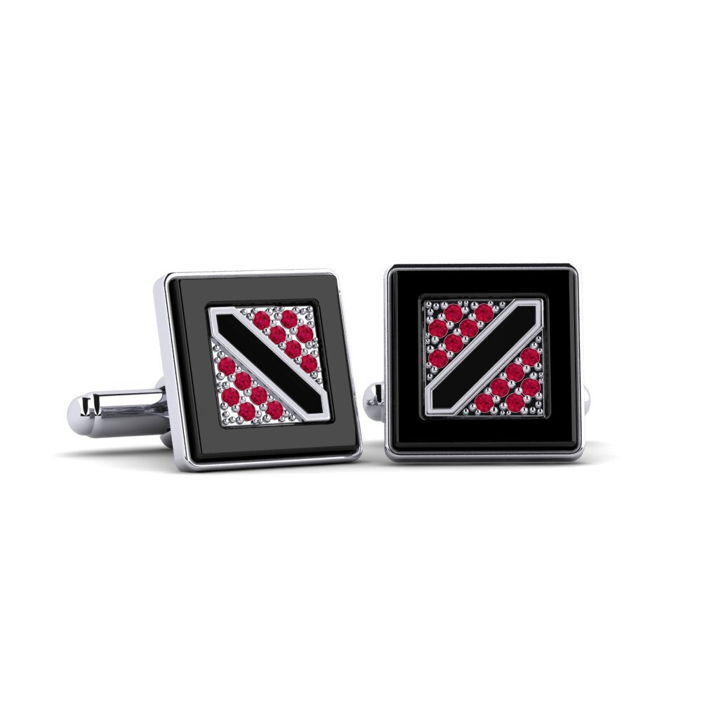 18ct White Gold Ruby Cufflink Arredondo