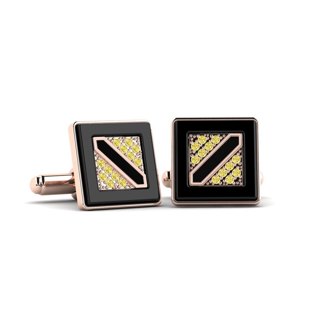 14ct Rose Gold Yellow Sapphire Cufflink Arredondo