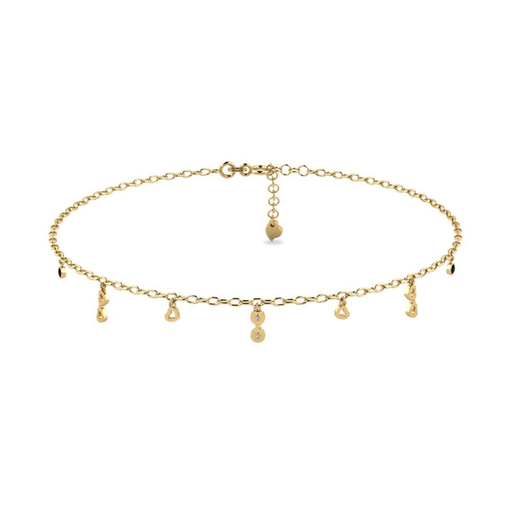 14ct Yellow Gold Black Onyx Women's Anklet Arreola