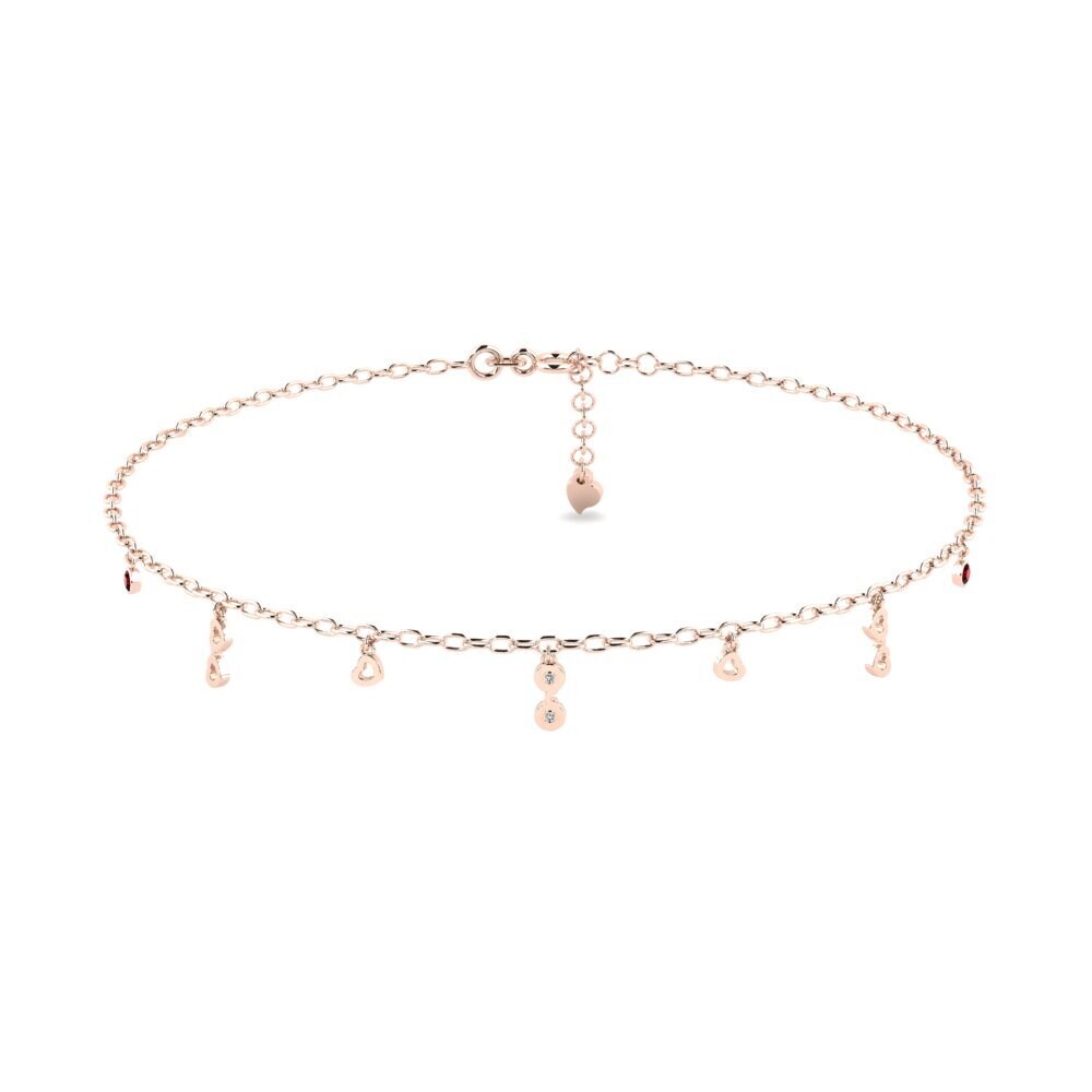 9ct Rose Gold Garnet Women's Anklet Arreola