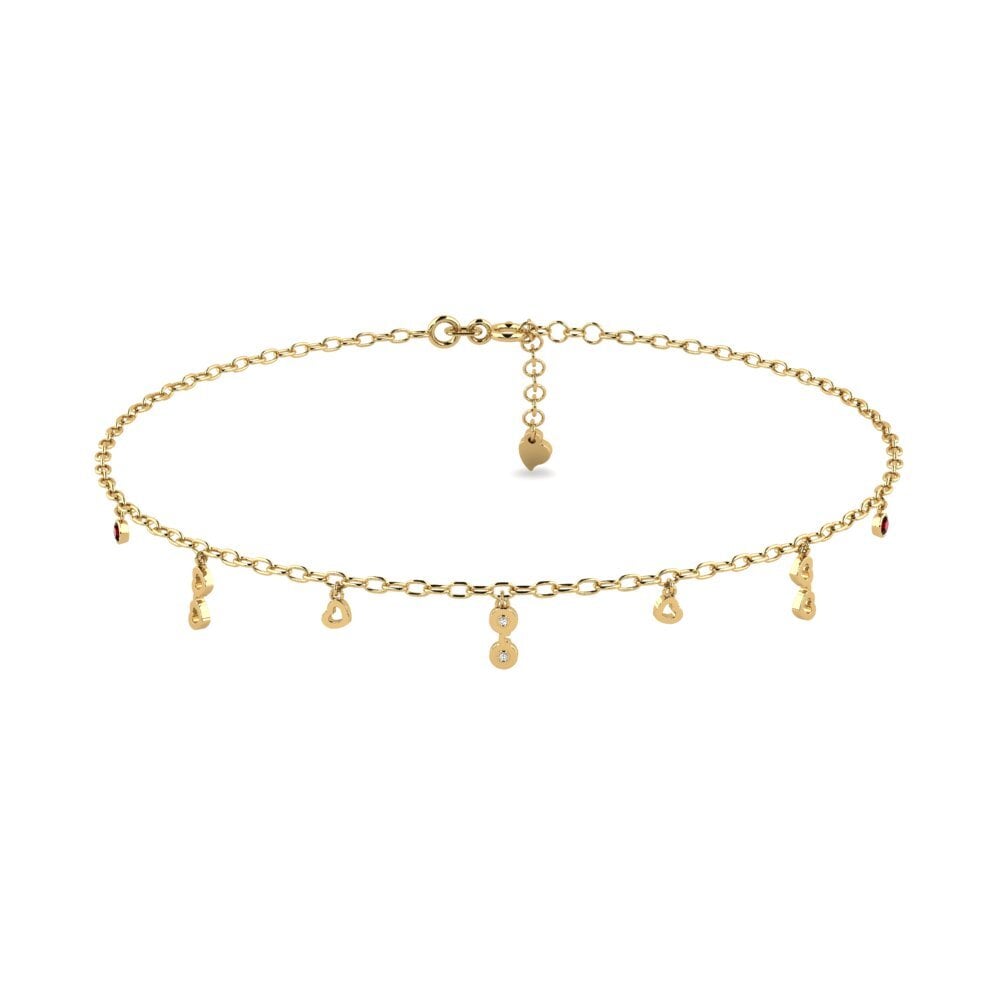 14k Oro Amarillo Granate Tobillera de mujer Arreola