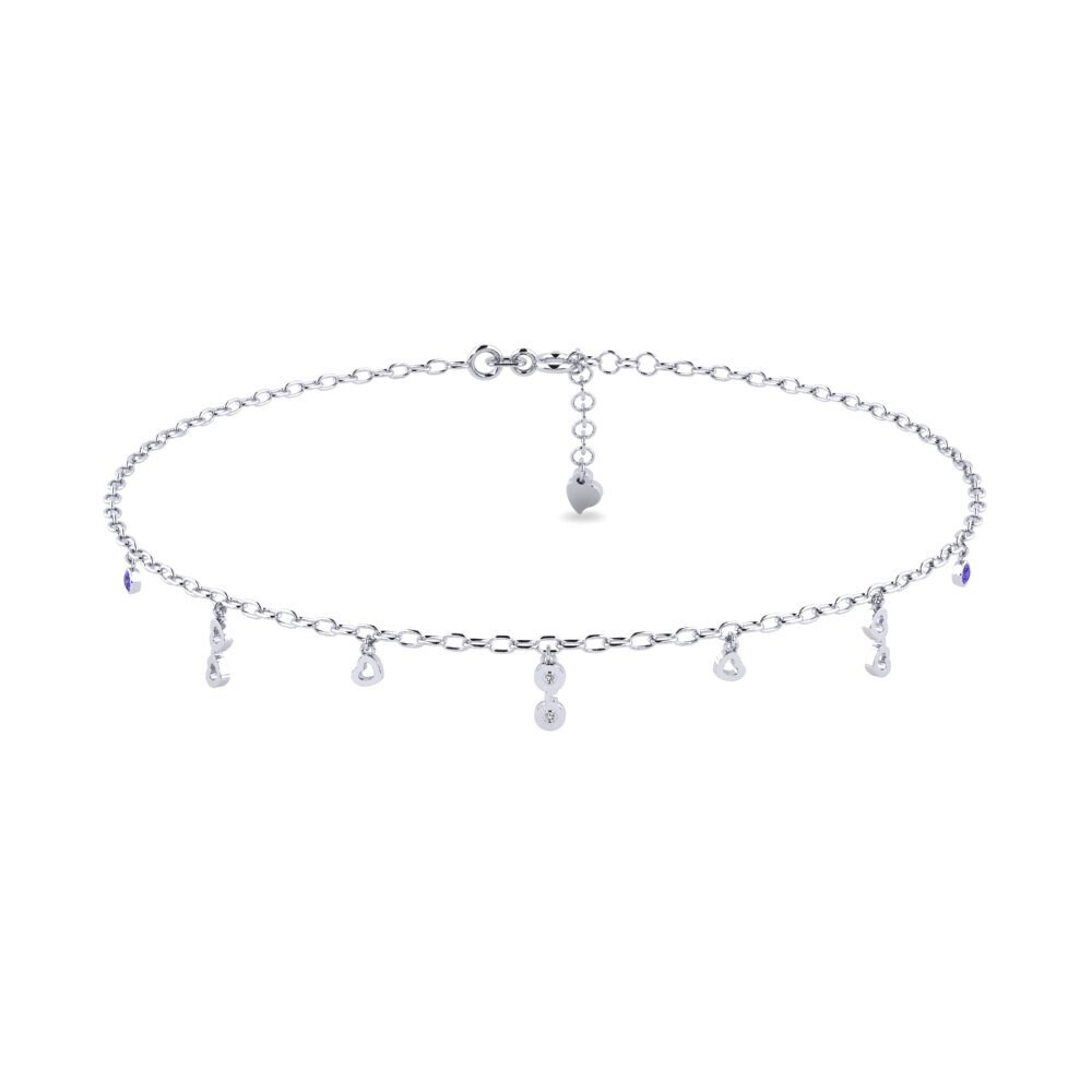 18ct White Gold Tanzanite Women's Anklet Arreola