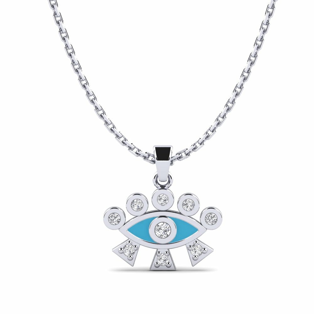 9k Oro Blanco Diamante Colgante de Mujer Arsimela
