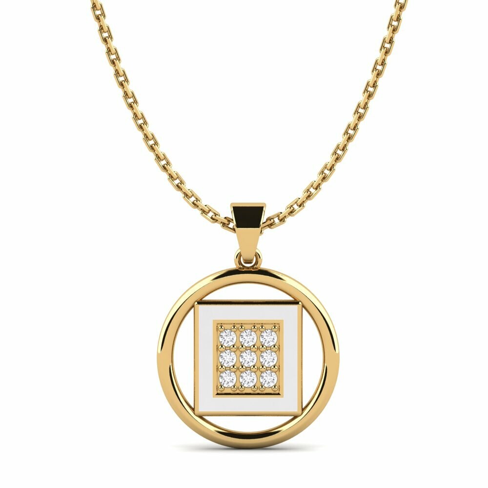 Vàng 9K Đá Sapphire Trắng Mặt dây chuyền nữ Arsino