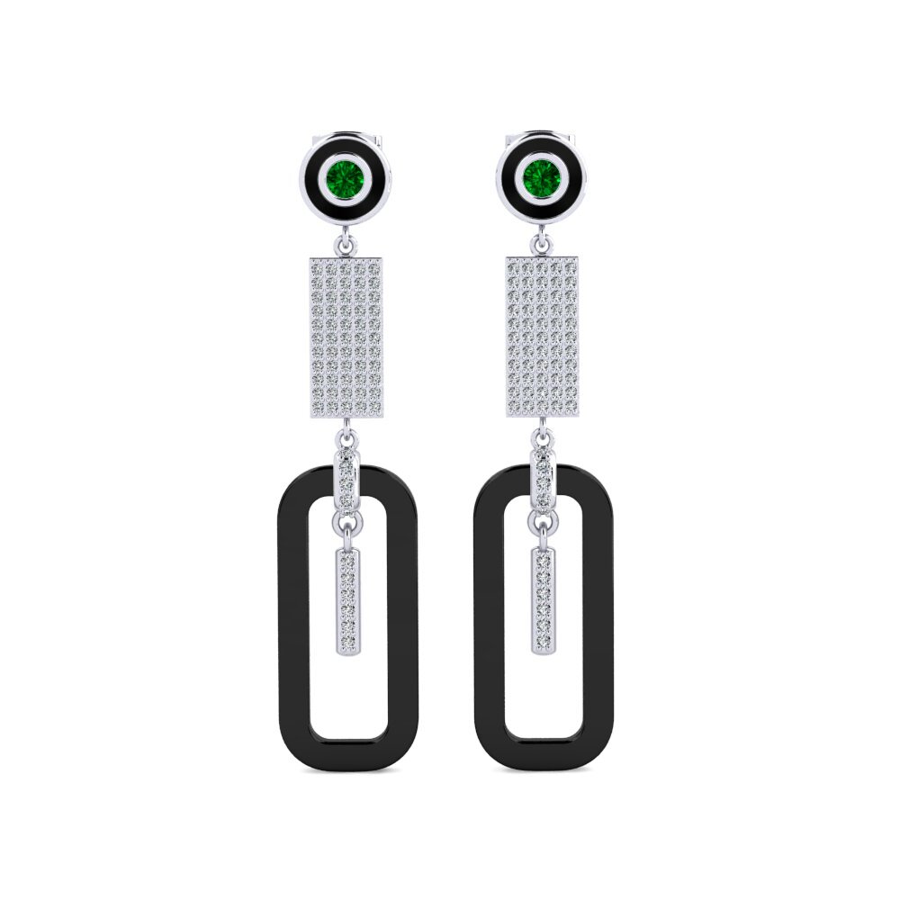 950 Platinum Green Zirconia Women's Earring Artan