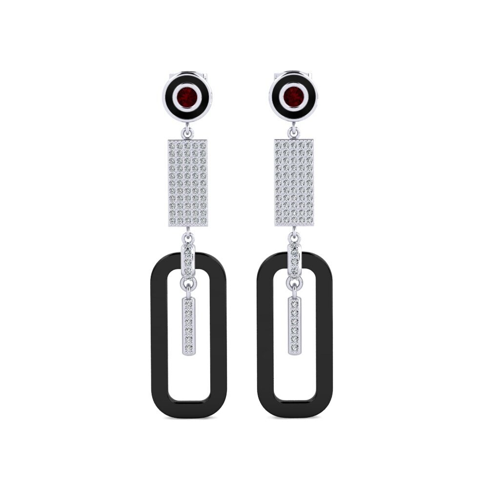 950 Platinum Garnet Women's Earring Artan