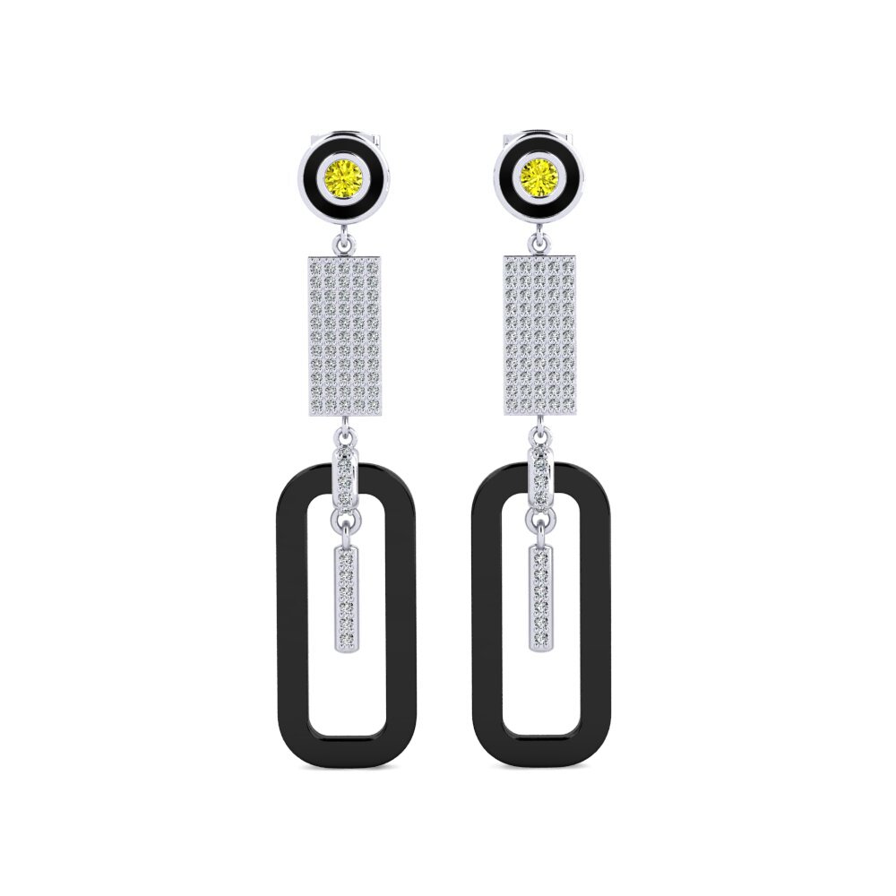 14ct White Gold Yellow Diamond Women's Earring Artan