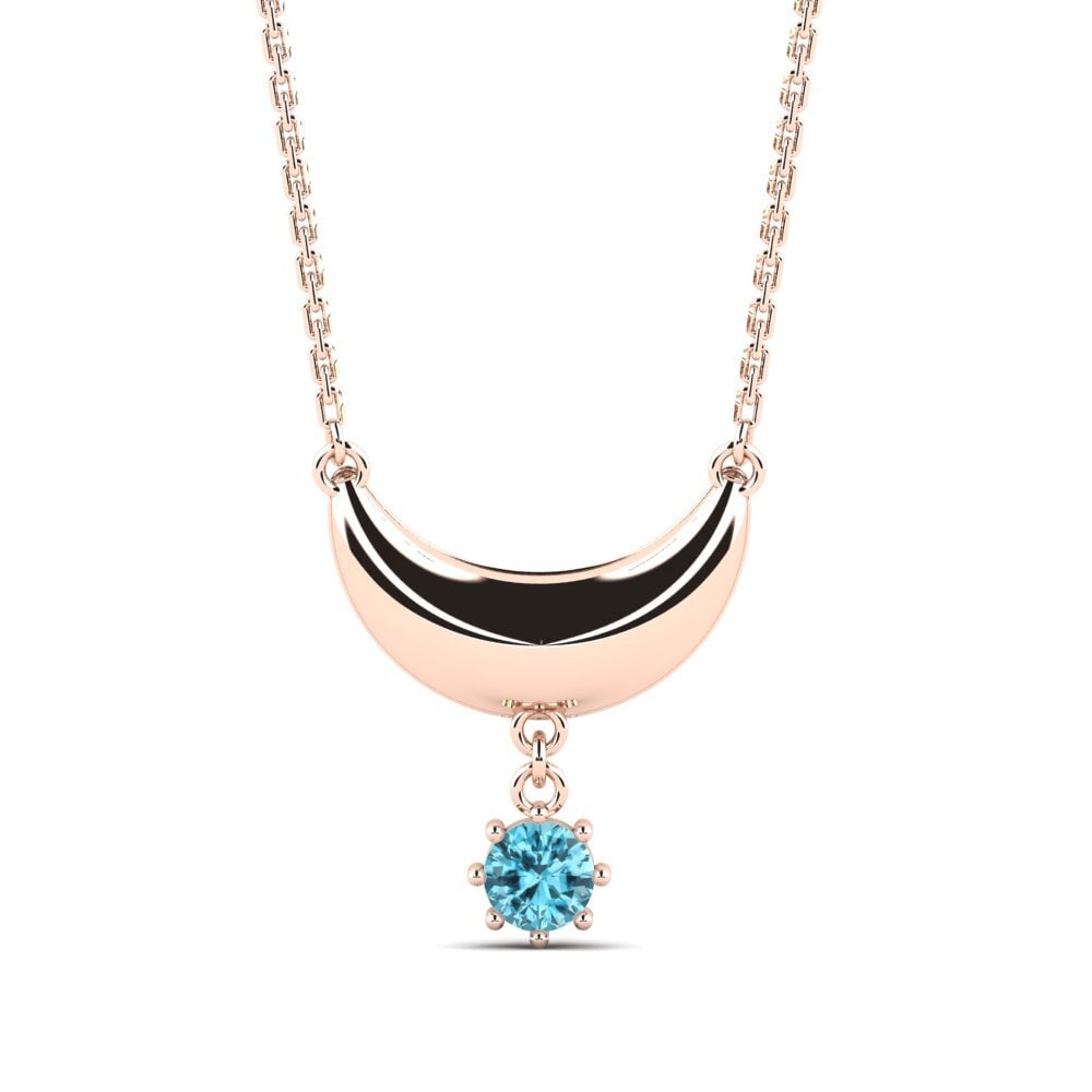 14k Oro Rosa Circón Azul Collar de Mujer Arvilsa