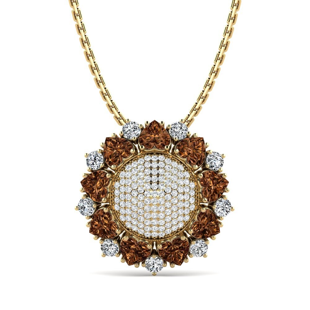 18k Oro Amarillo Diamante café Colgante de Mujer Arwen