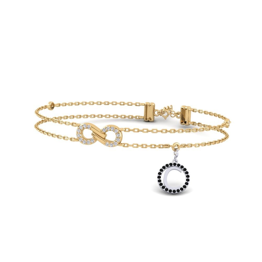 9ct Yellow & White Gold Black Onyx Women's Bracelet Asalee - C