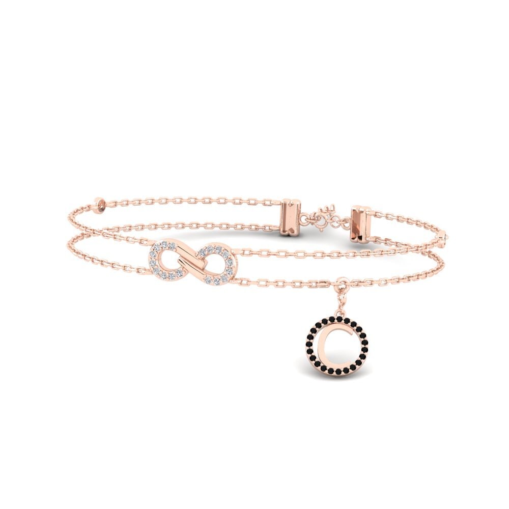 14ct Rose Gold Black Diamond Women's Bracelet Asalee - C