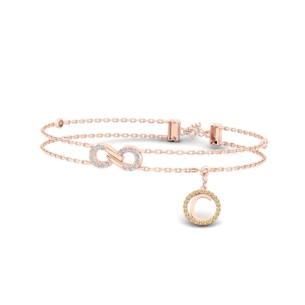 14ct Rose Gold Brown Diamond Women's Bracelet Asalee - C