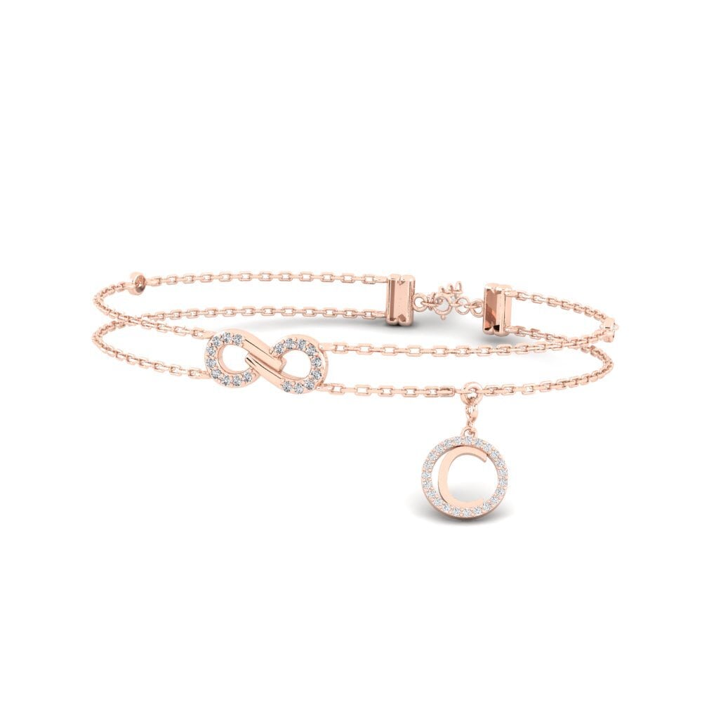 14ct Rose Gold White sapphire Women's Bracelet Asalee - C