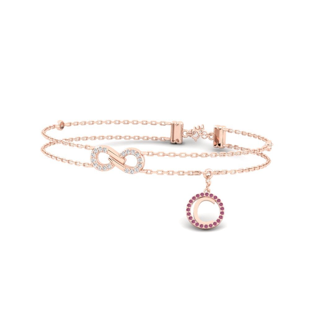 14ct Rose Gold Rhodolite Garnet Women's Bracelet Asalee - C