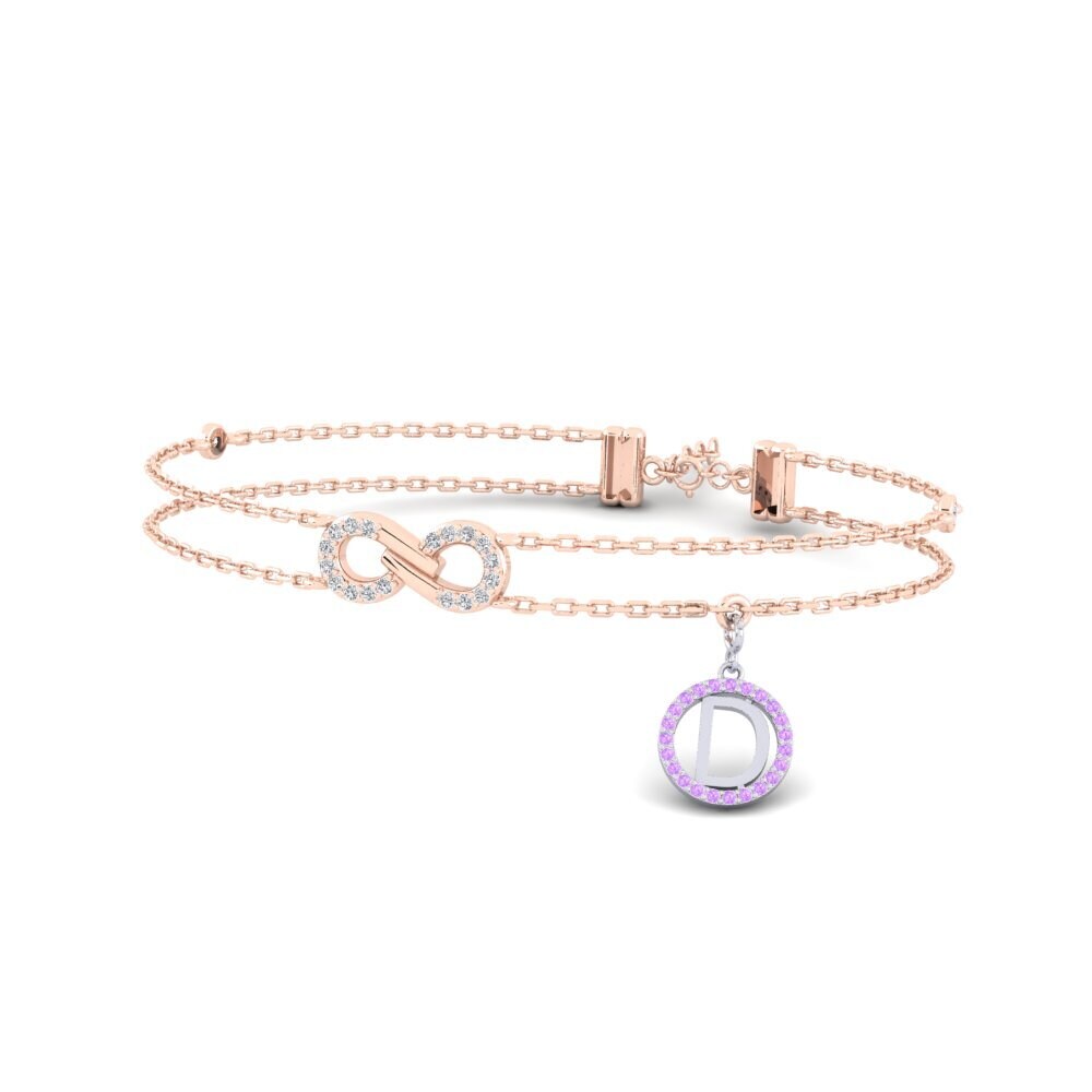 18ct Rose & White Gold Amethyst Women's Bracelet Asalee - D