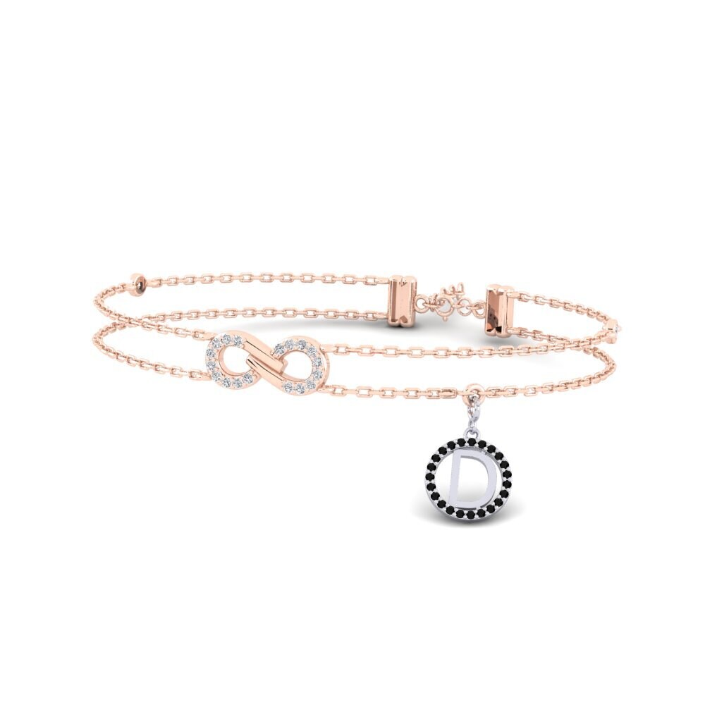 9ct Rose & White Gold Black Onyx Women's Bracelet Asalee - D
