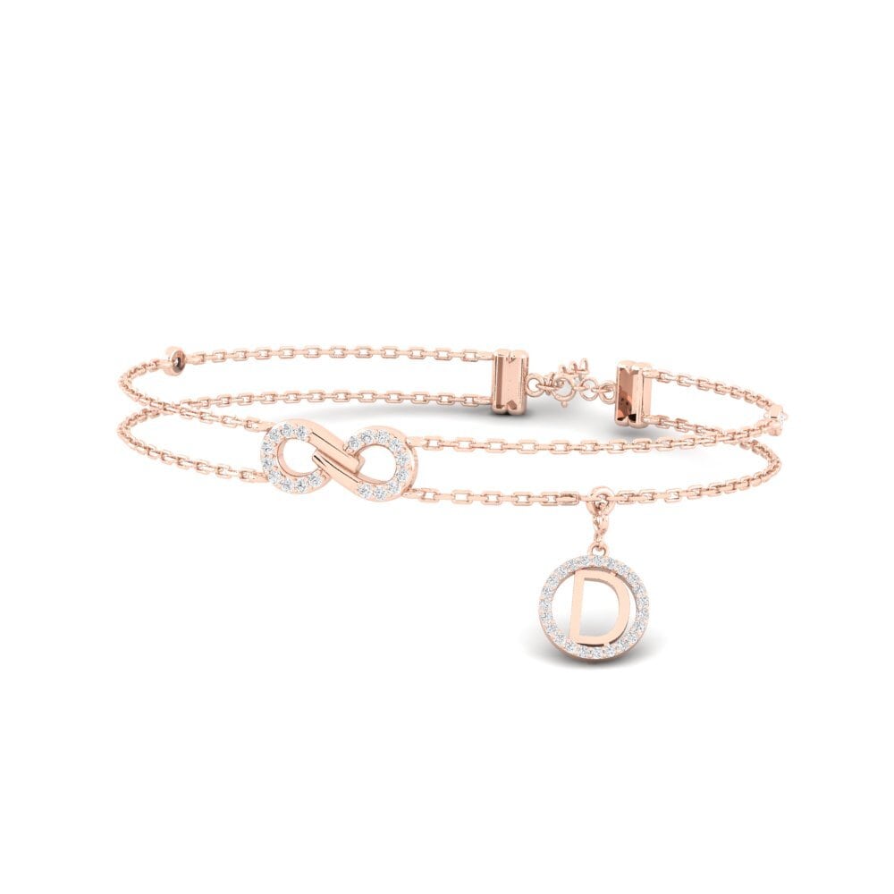 14ct Rose Gold White sapphire Women's Bracelet Asalee - D