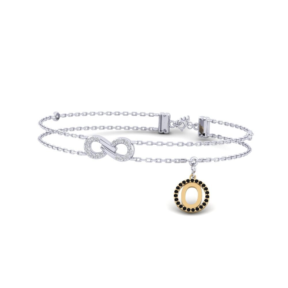 9ct White & Yellow Gold Black Onyx Women's Bracelet Asalee - O