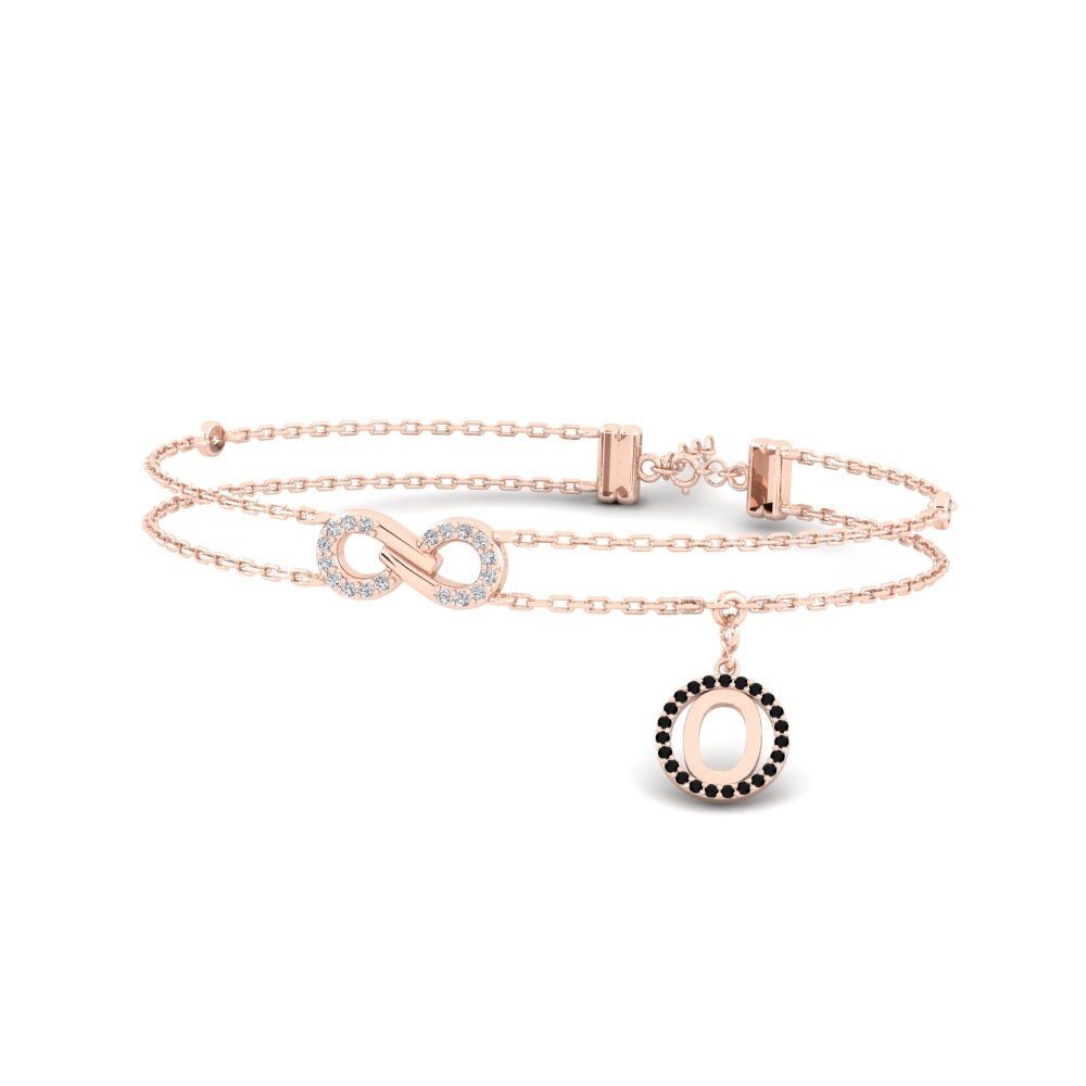 14ct Rose Gold Black Diamond Women's Bracelet Asalee - O