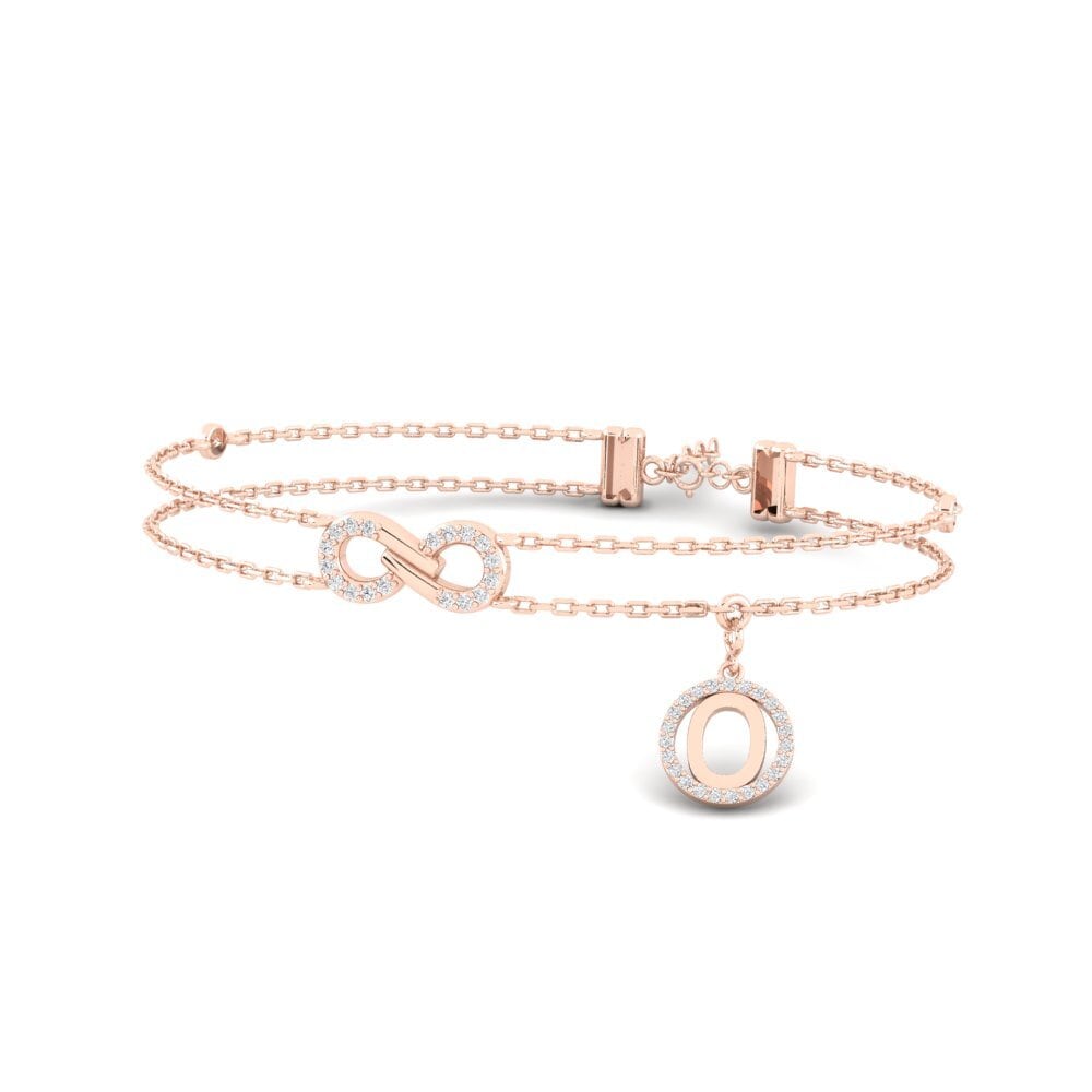 14ct Rose Gold White sapphire Women's Bracelet Asalee - O