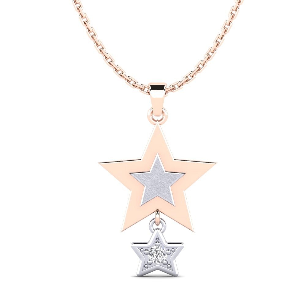 9k Oro Rosa & Blanco Diamante Colgante de Mujer Asddetee
