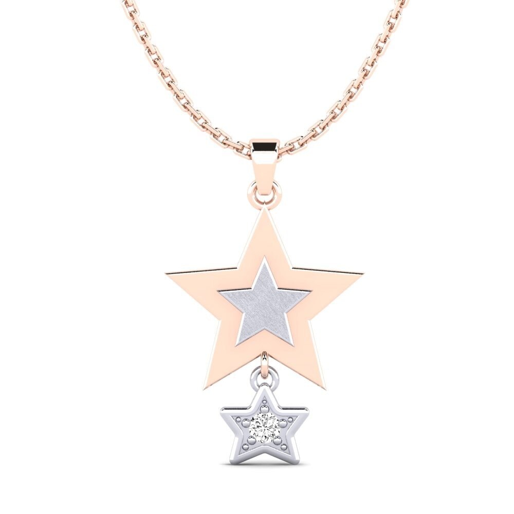 18k Oro Rosa & Blanco Moissanita Colgante de Mujer Asddetee