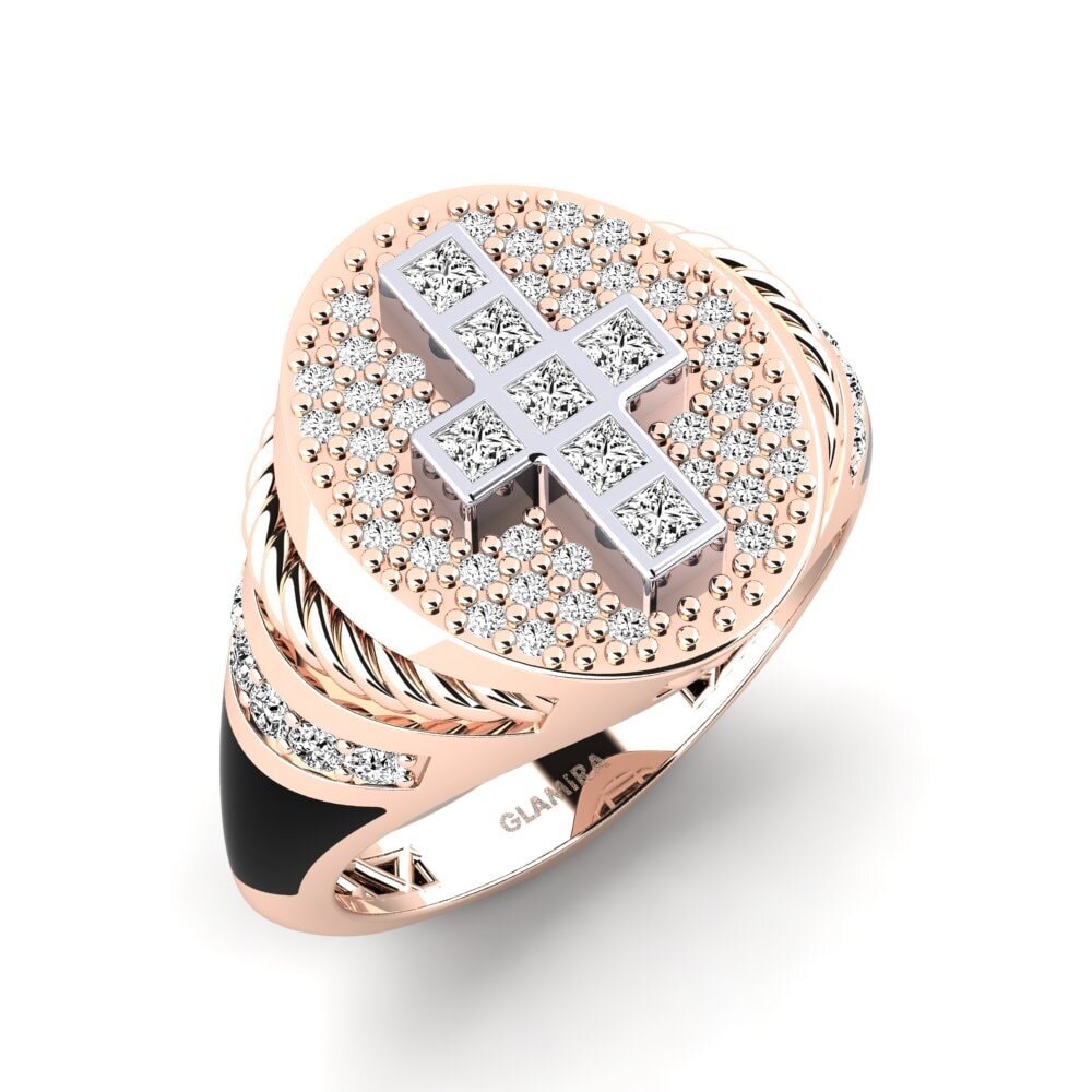 14ct Rose & White Gold Moissanite Men's Ring Asenga