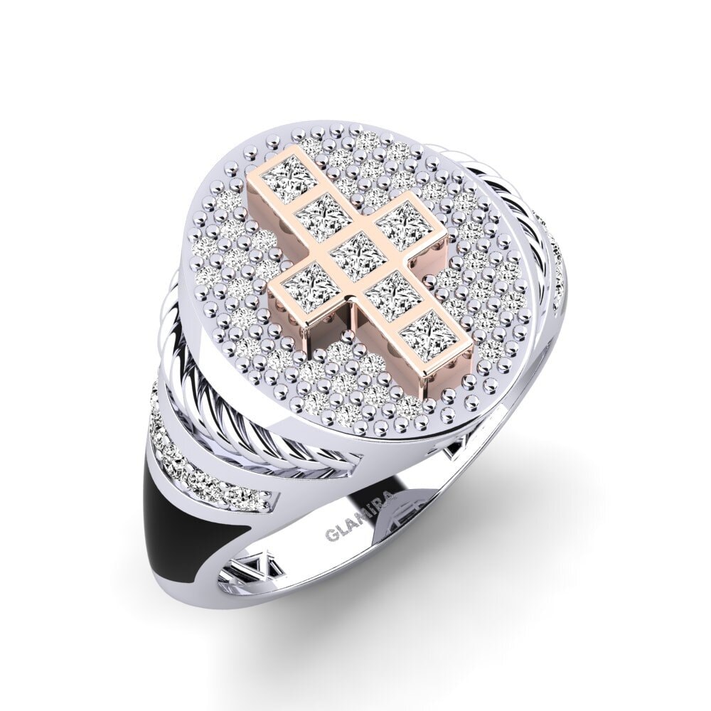 14ct White & Rose Gold Moissanite Men's Ring Asenga