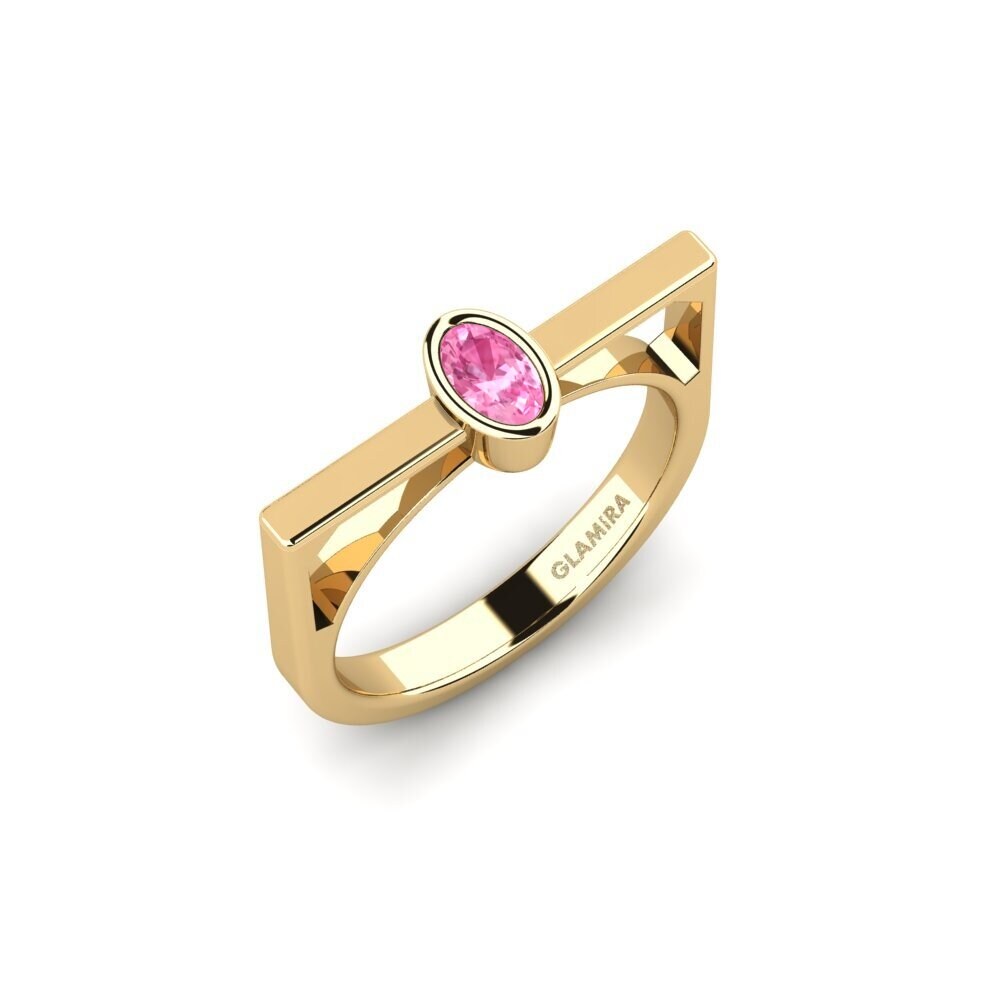 Ovalado Zafiro Rosado Anillo Asgrim