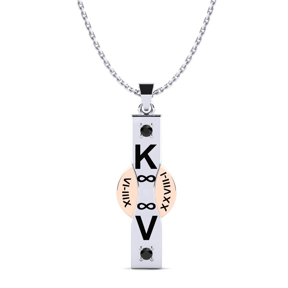 14k Oro Blanco & Rosa Zafiro negro Colgante de Mujer Ashlyn