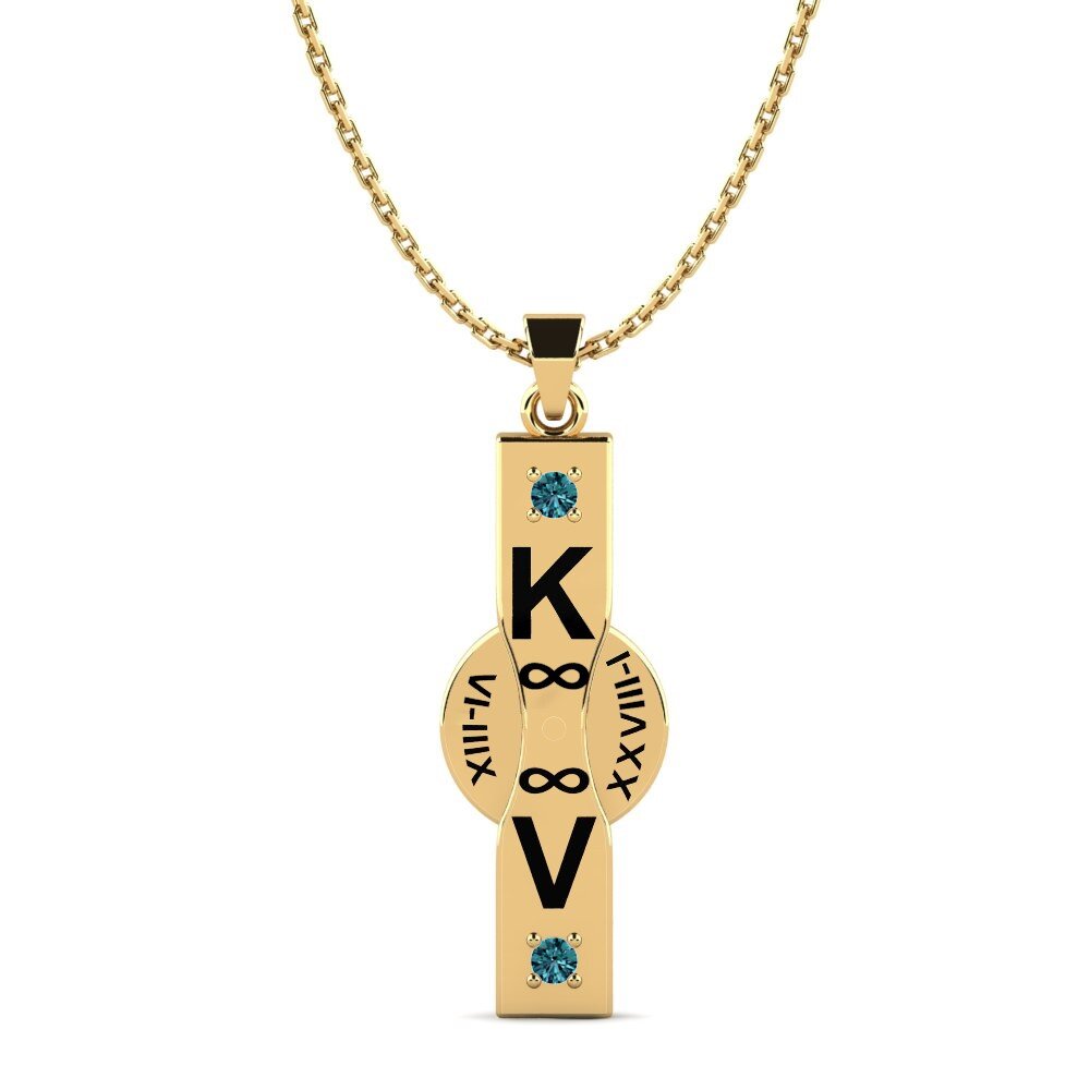14k Oro Amarillo Diamante Azul Colgante de Mujer Ashlyn