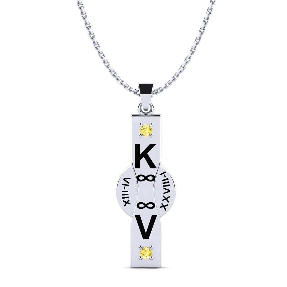14k Oro Blanco Zafiro amarillo Colgante de Mujer Ashlyn