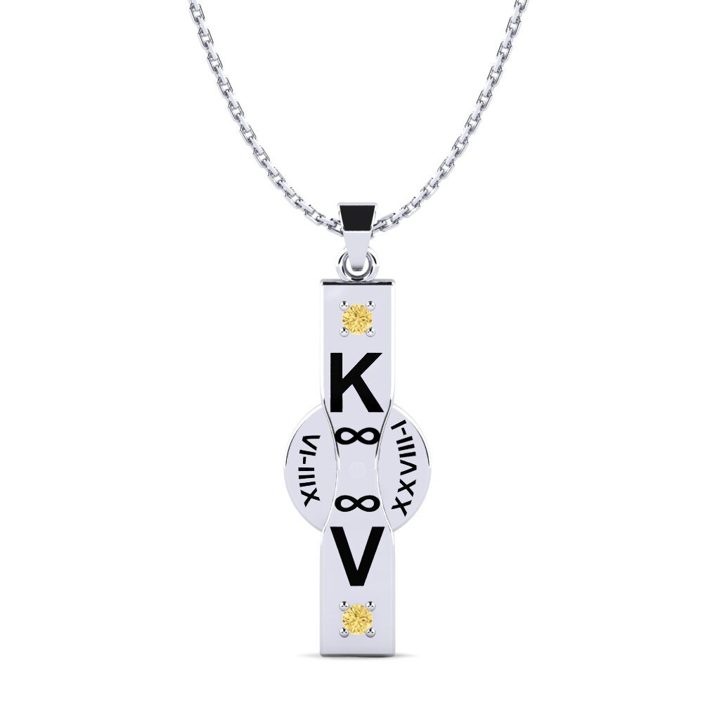 14k Oro Blanco Diamante Amarillo Colgante de Mujer Ashlyn